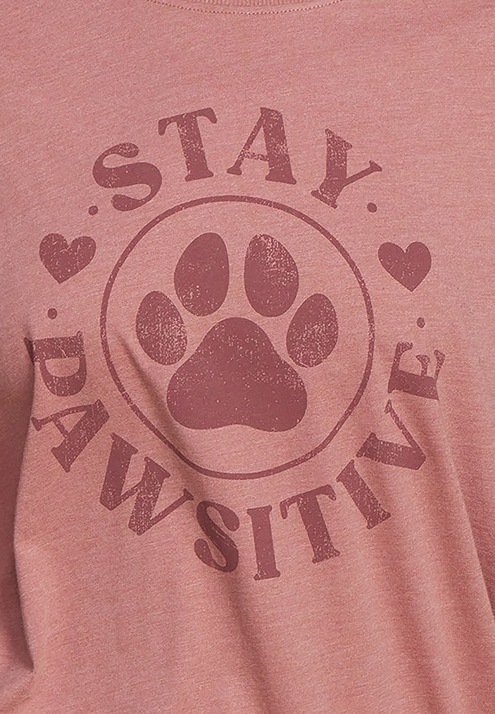 Stay Pawsitive Oversized Fit Graphic Tee, SOFT MAUVE, large