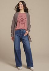 Stay Pawsitive Oversized Fit Graphic Tee, SOFT MAUVE, small