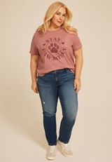 Plus Size Stay Pawsitive Oversized Fit Graphic Tee, C4762, small