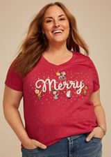Plus Size Peanuts Merry Classic Fit Graphic Tee, , small