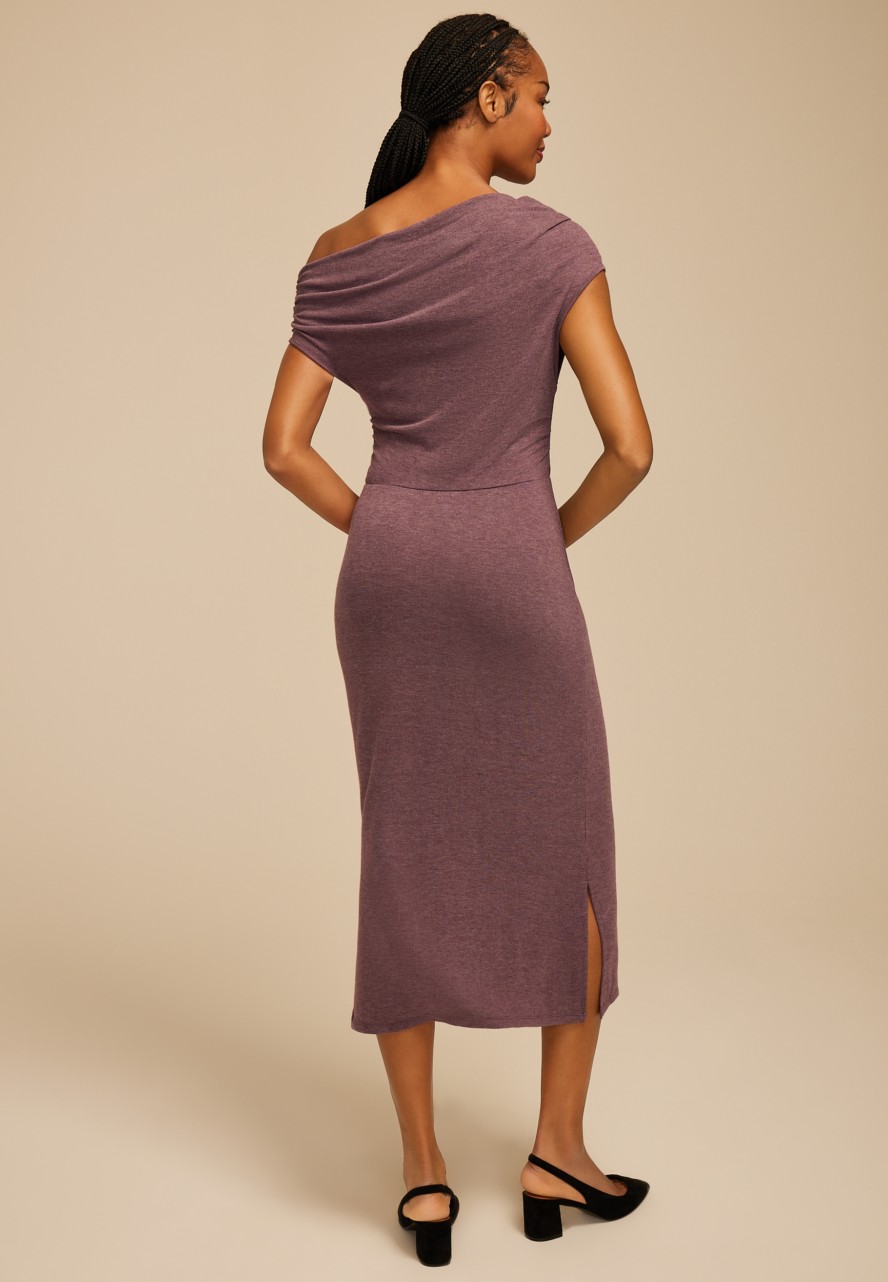 24/7 Asymmetrical Off The Shoulder Midi Dress, , large