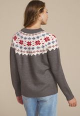 Gray Fair Isle Crew Neck Sweater, , small