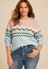 Plus Size Snowflake Fair Isle Crew Neck Sweater, , small