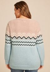 Plus Size Snowflake Fair Isle Crew Neck Sweater, , small