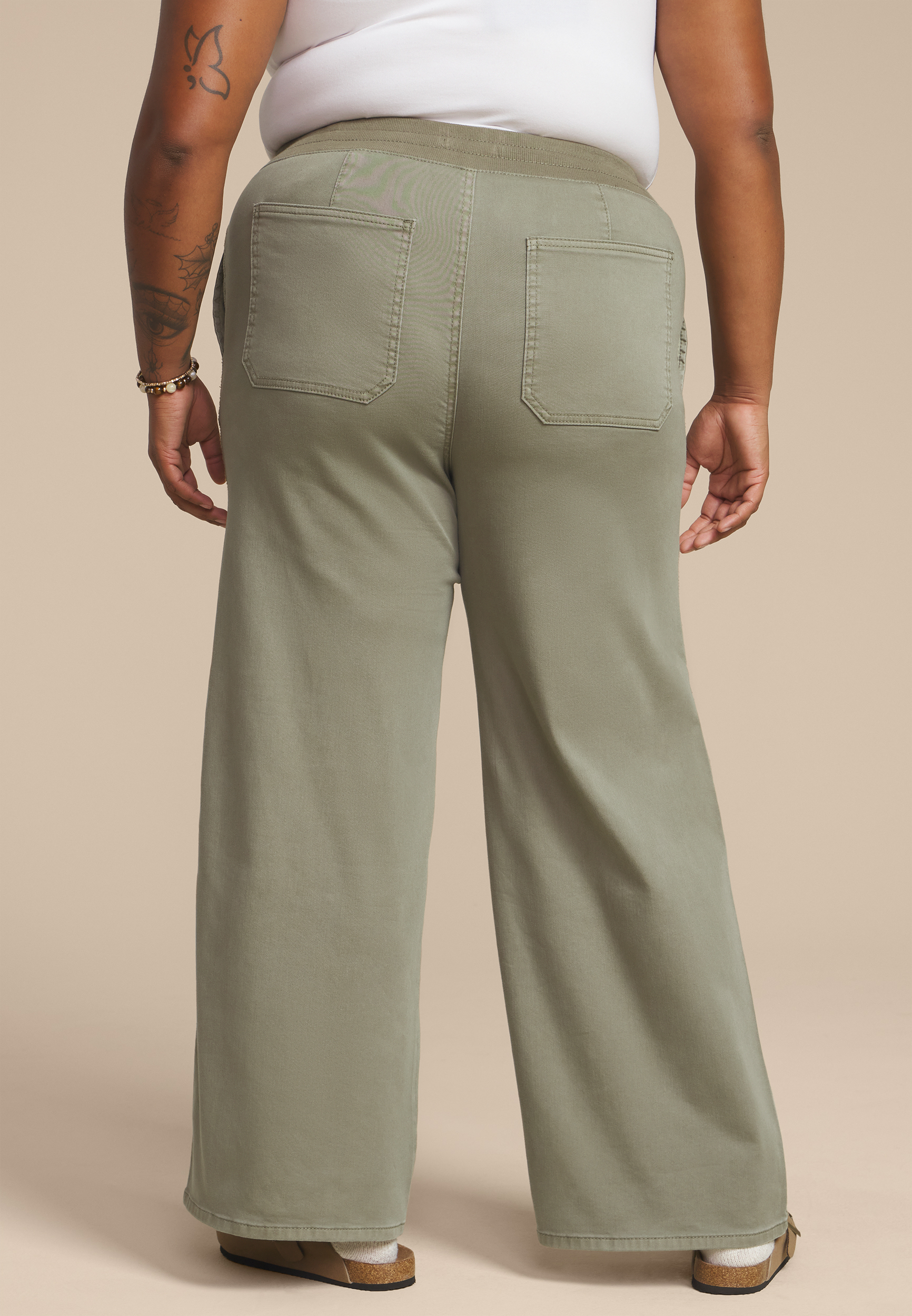 Plus Size High Rise Pull On Wide Leg Pant, C201, large