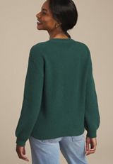 Green V Stitch Crew Neck Sweater, MYRTL GREEN, small