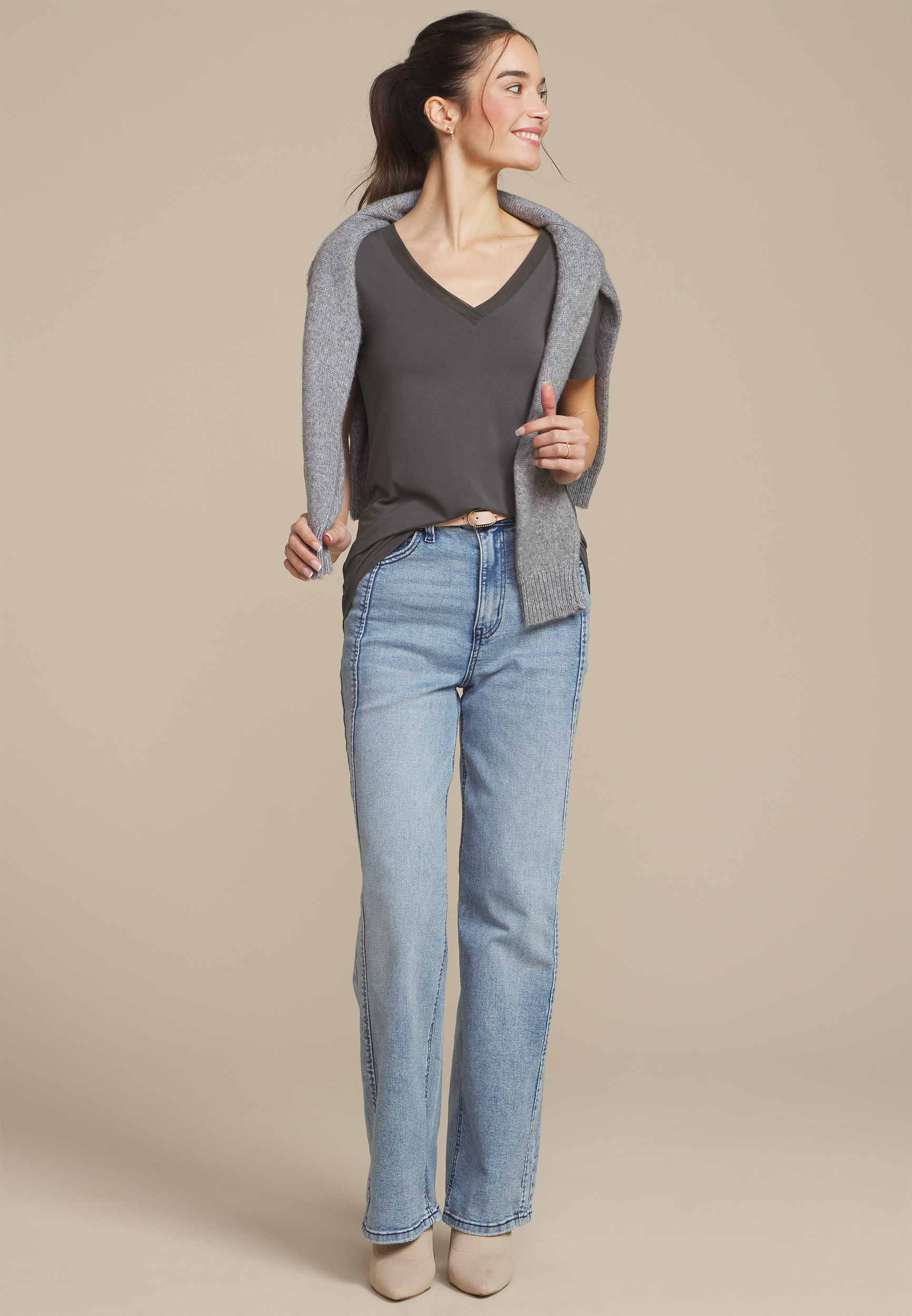 24/7 Mesh Trim V Neck Tee, C4033, large