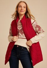 Long Quilted Puffer Vest, , small