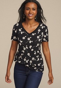 24/7 Berkley Floral V Neck Tee