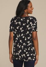24/7 Mesh Trim Floral V Neck Tee, C1756, small