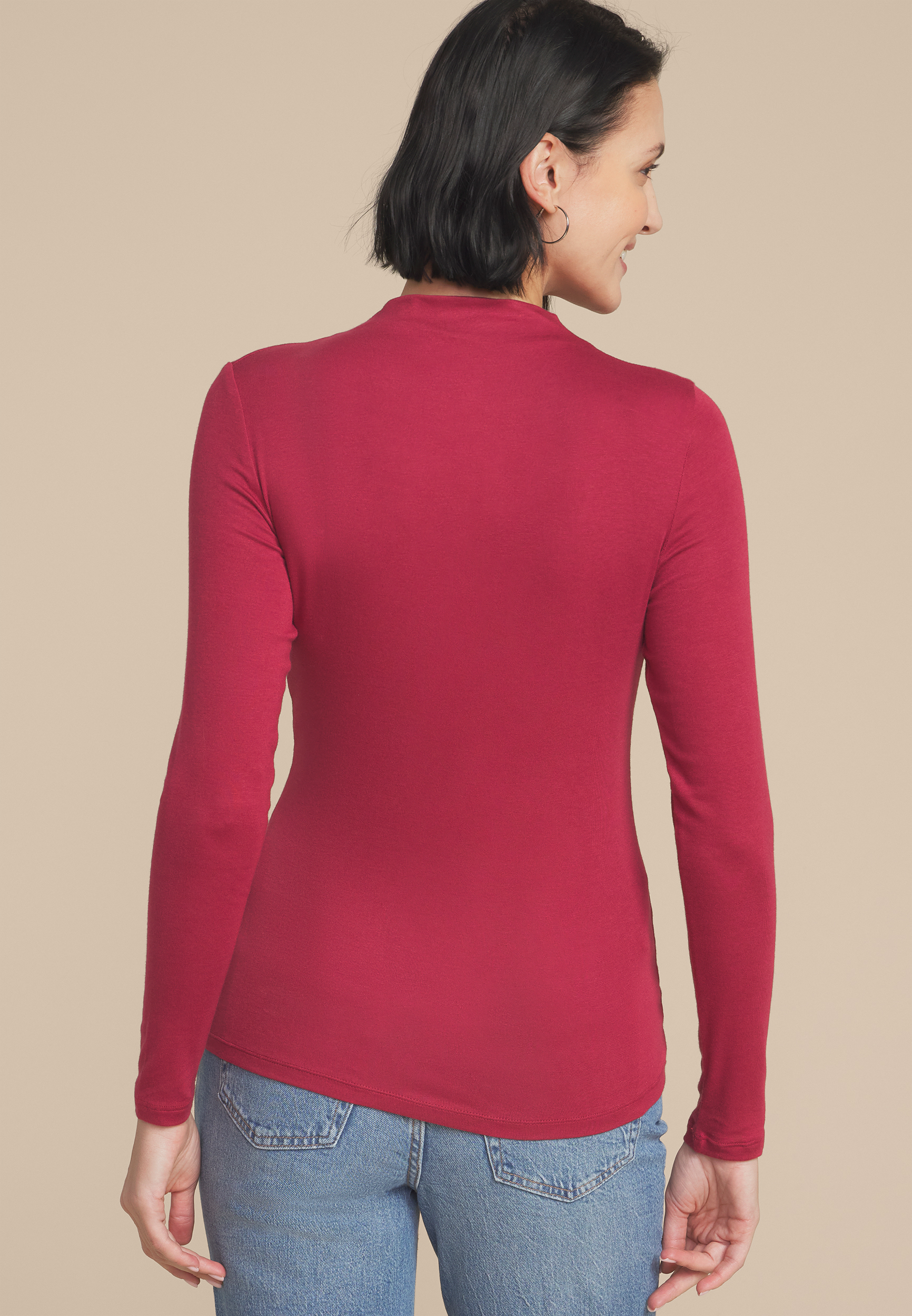 24/7 Mock Neck Long Sleeve Tee | maurices