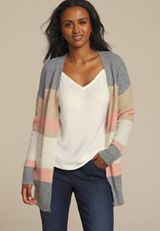 Cozy Colorblock Open Front Cardigan, C4731, small