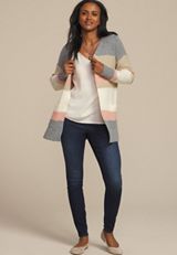 Cozy Colorblock Open Front Cardigan, C4731, small
