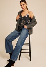 Metallic Floral V Neck Cami, MULTI, small