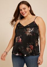 Plus Size Studio Y Metallic Floral V Neck Cami, C1524, small