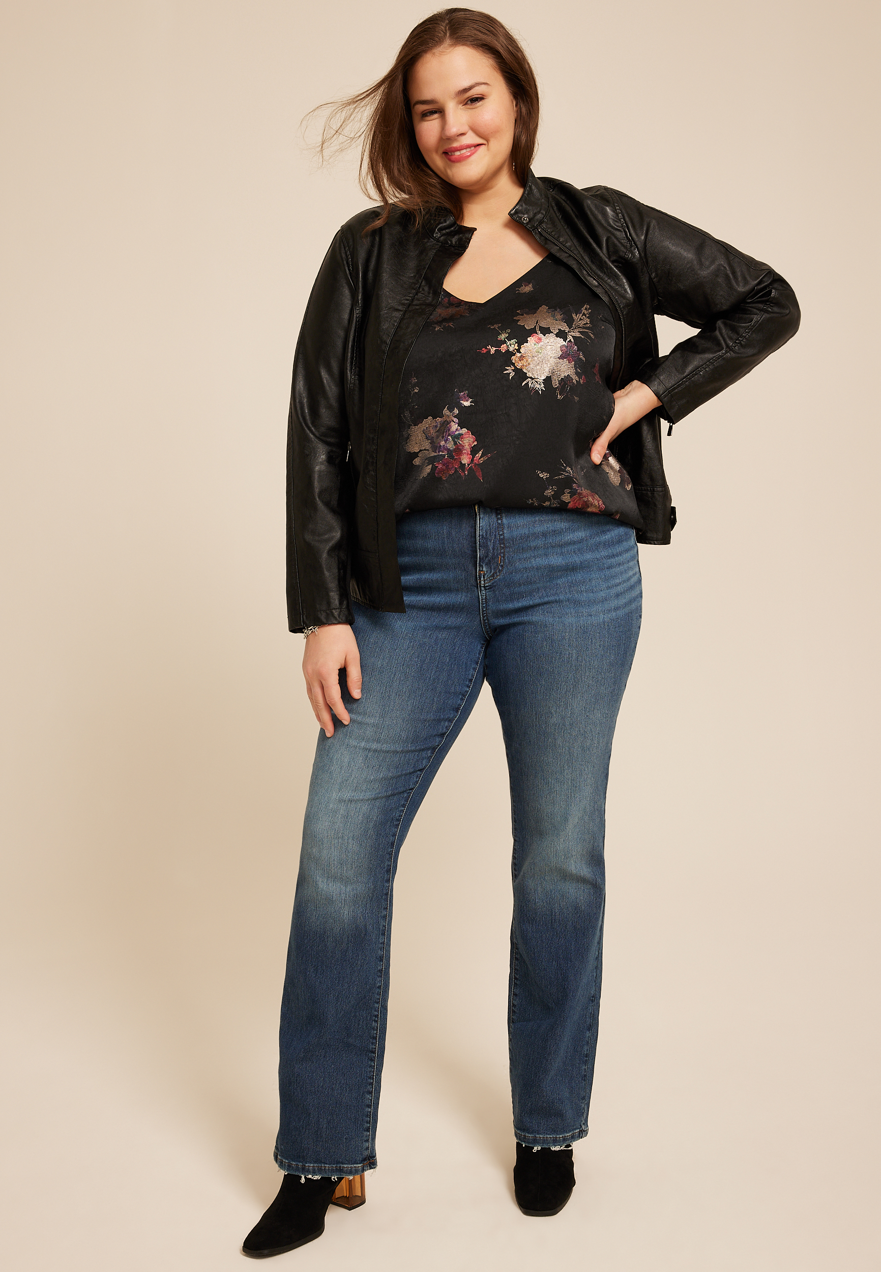 Plus Size Studio Y Metallic Floral V Neck Cami, C1524, large