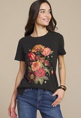 Floral Classic Fit Graphic Tee, C106, small