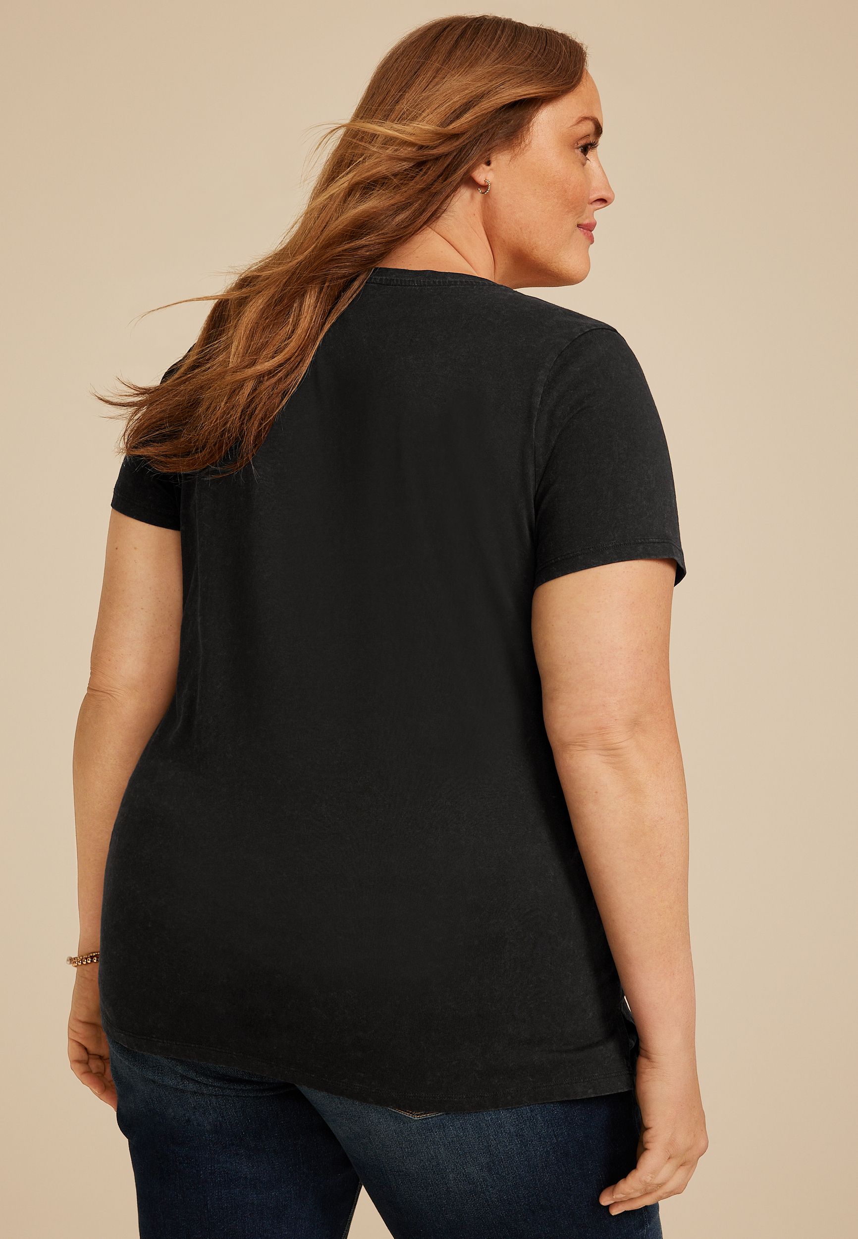 Plus Size Floral Classic Fit Graphic Tee, BLACK, large