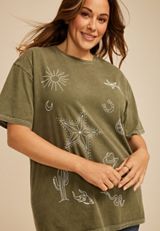 Plus Size Stitched Country Icon Relaxed Graphic Tee, OLIVE NIGHT, small