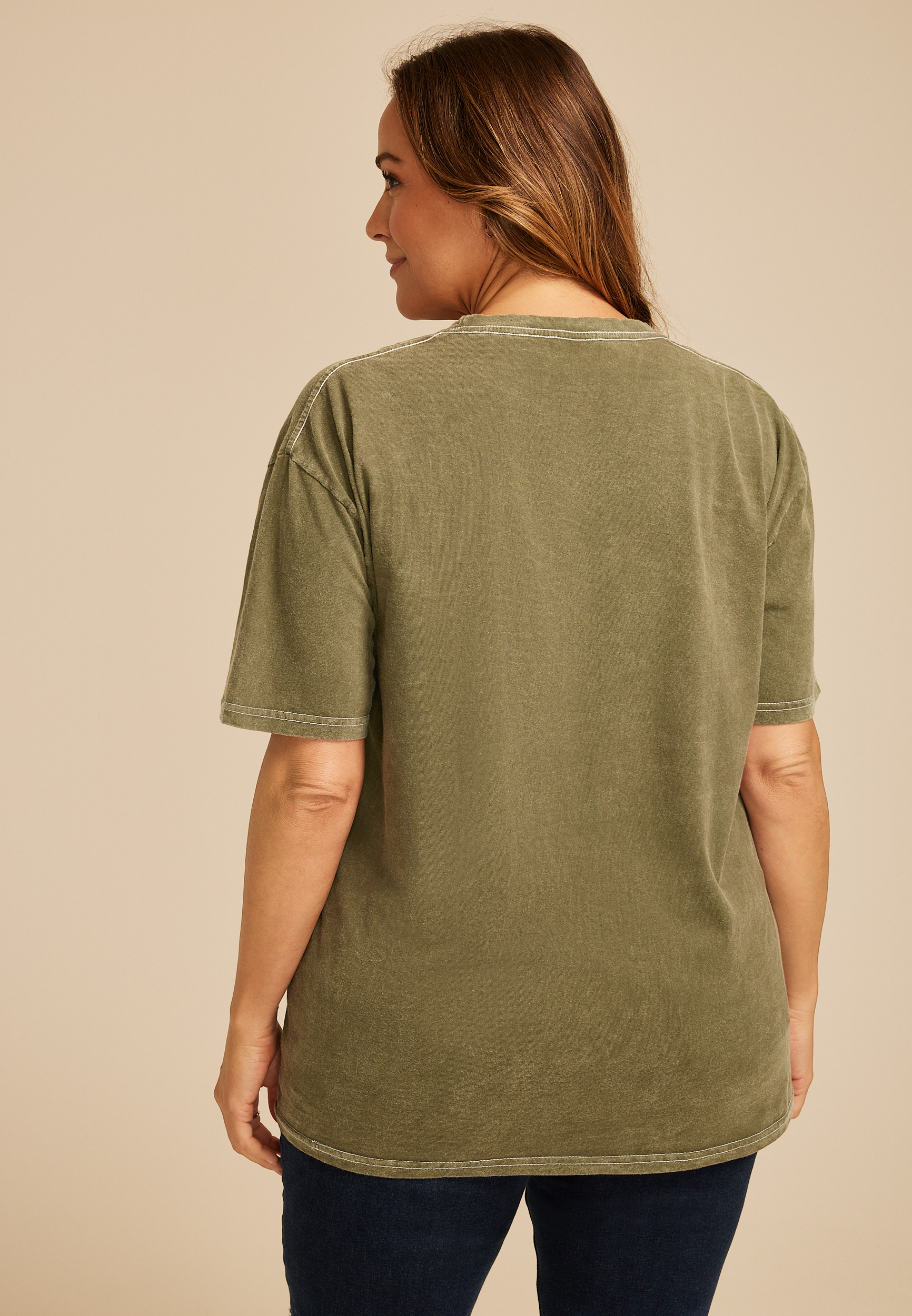 Plus Size Stitched Country Icon Relaxed Graphic Tee, OLIVE NIGHT, large