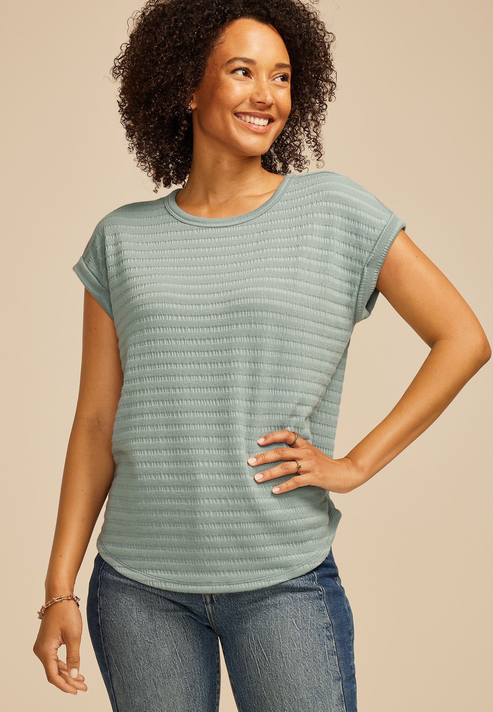 24/7 Textured Ribbed Clara Tee
