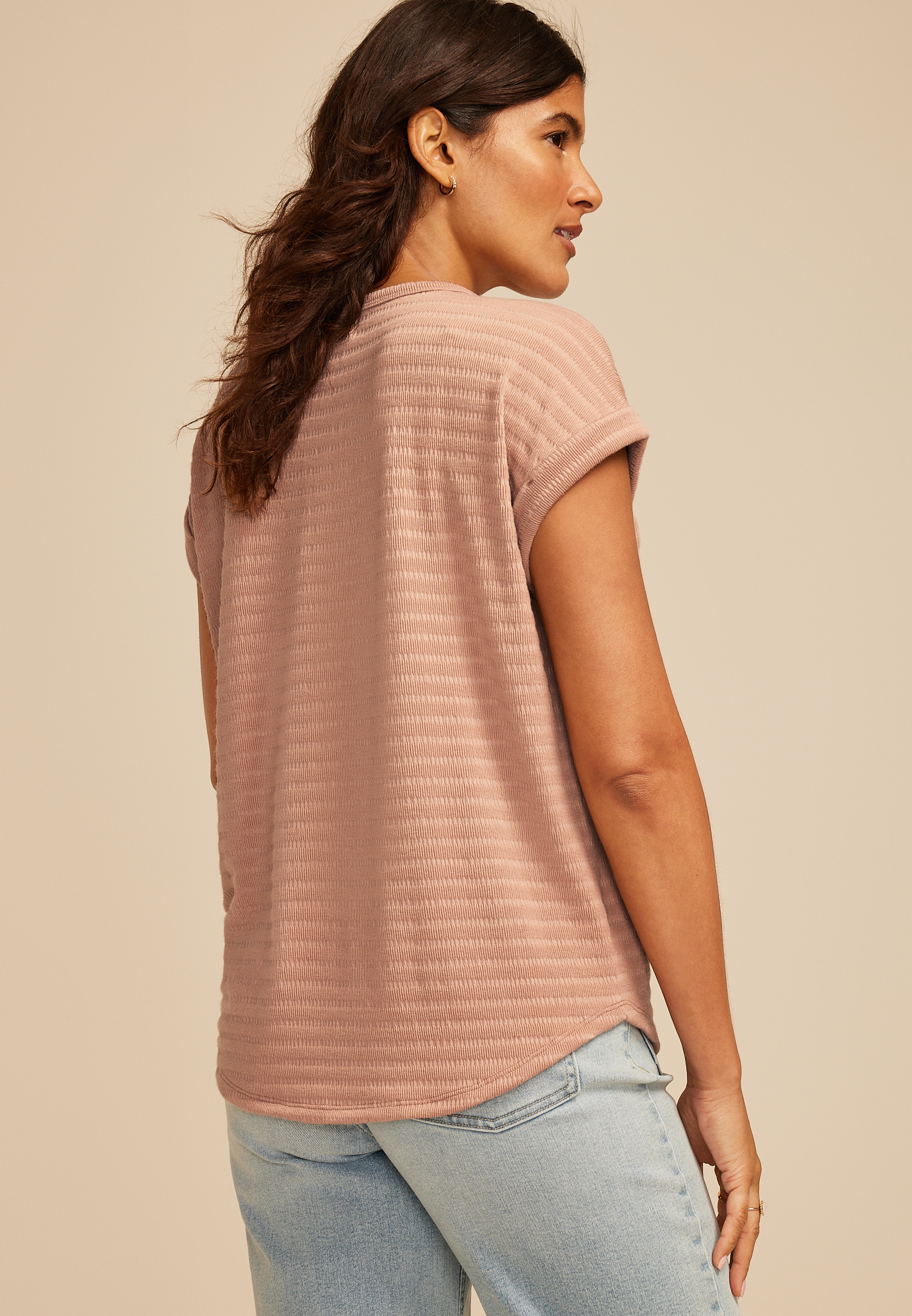 24/7 Textured Ribbed Clara Tee, C211, large