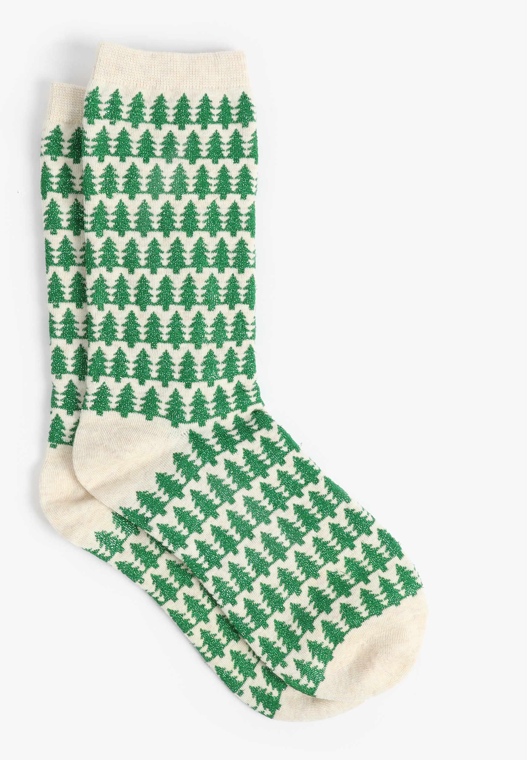 Festive Metallic Evergreen Crew Socks