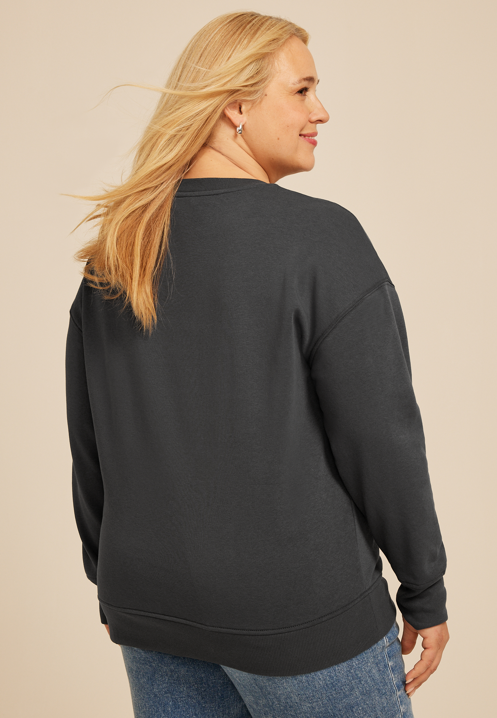 Plus Size Studio Y Beaded Embellished Sweatshirt, C9764, large