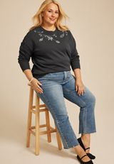 Plus Size Studio Y Beaded Embellished Sweatshirt, C9764, small