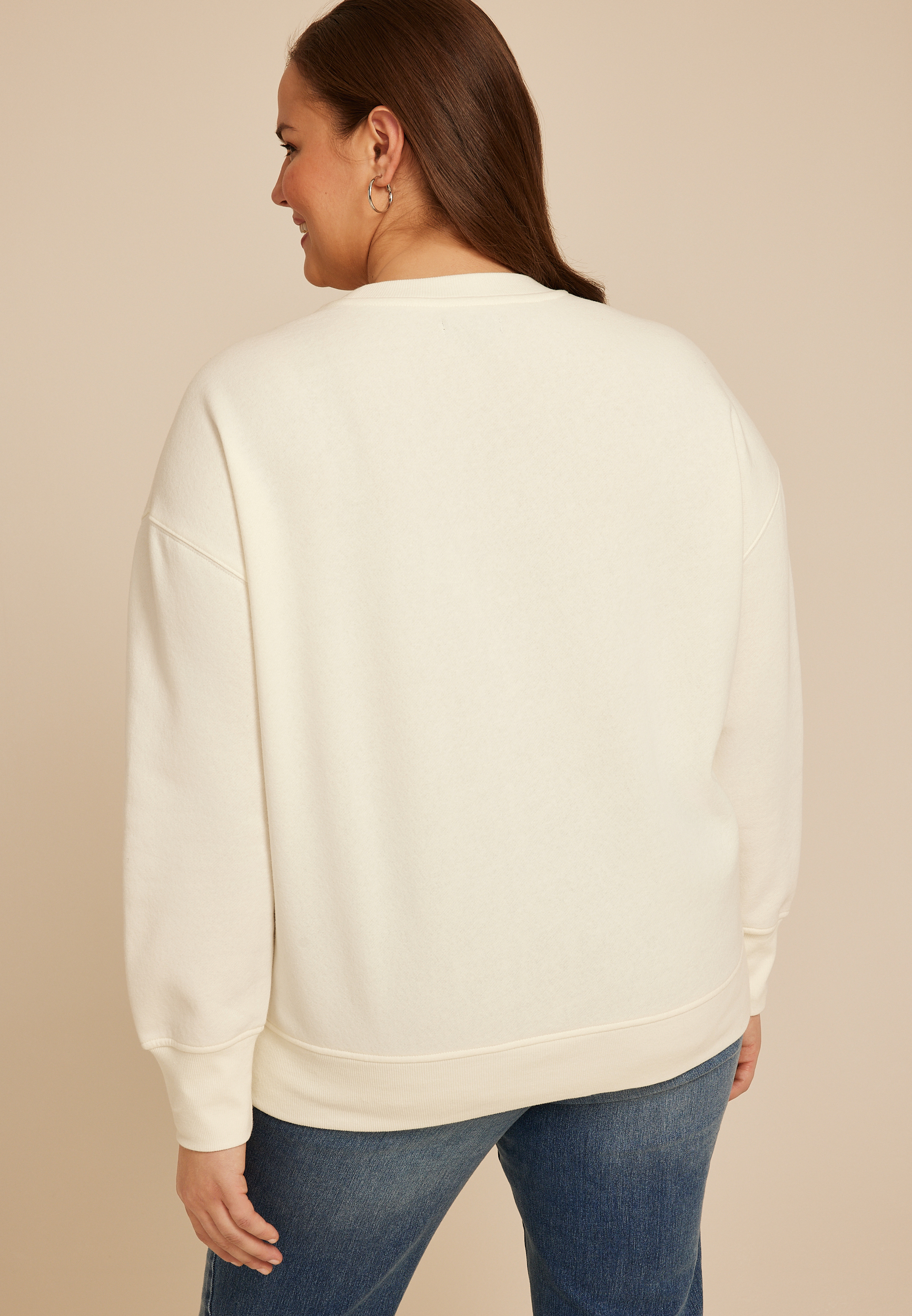 Plus Size Studio Y Floral Embroidered Sweatshirt, C2789, large