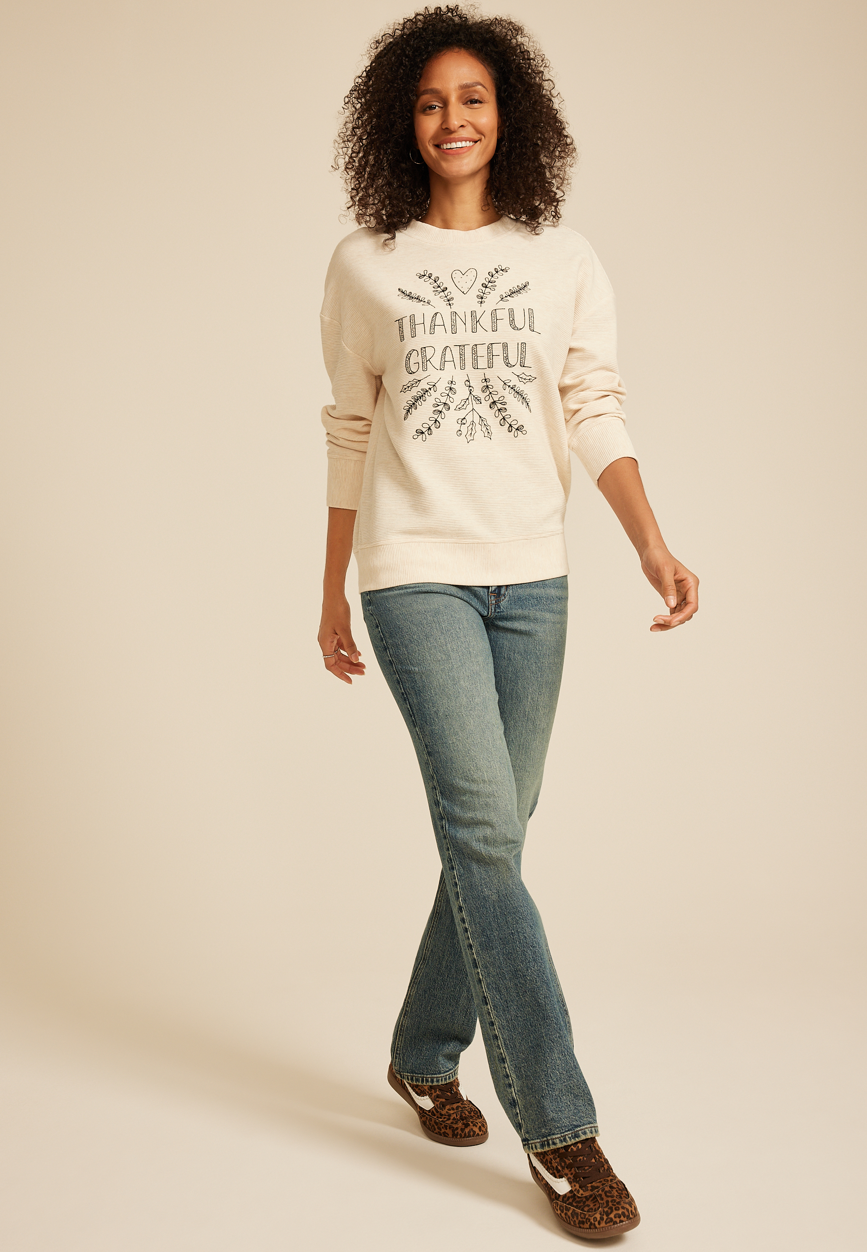 Thankful Grateful Relaxed Fit Sweatshirt | maurices