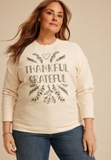 Plus Size Thankful Grateful Relaxed Fit Sweatshirt, C2445, small