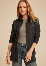 Cozy Waffle Zip Jacket, CHARCOAL, small