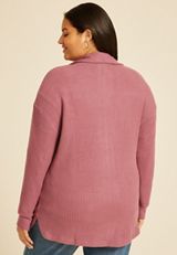 Plus Size Cozy Waffle Zip Jacket, C6578, small