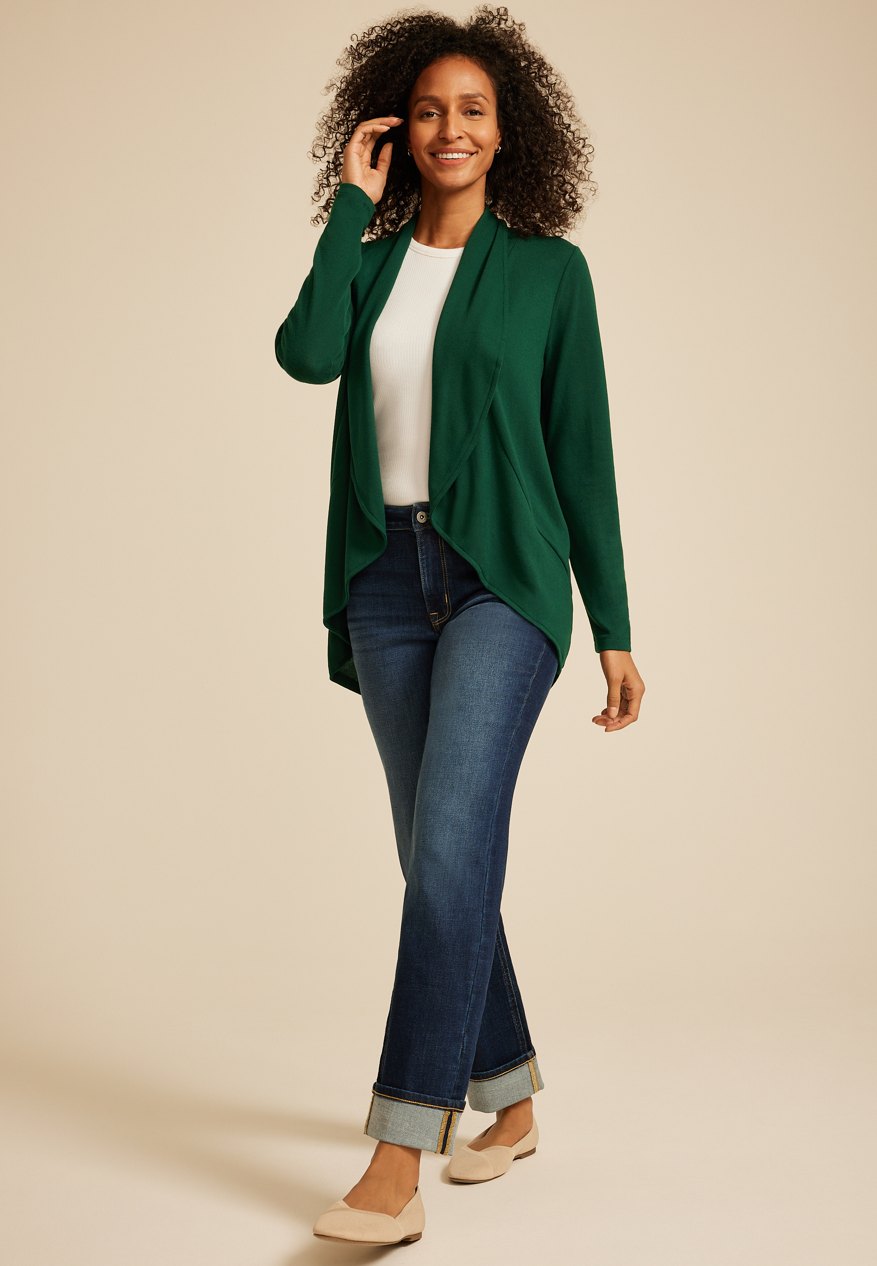 Hacci Shawl Collar Cardigan, MYRTL GREEN, large