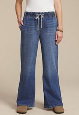 m jeans by maurices&trade; Dark Soft High Rise Pull On Wide Leg Jean, C258, small