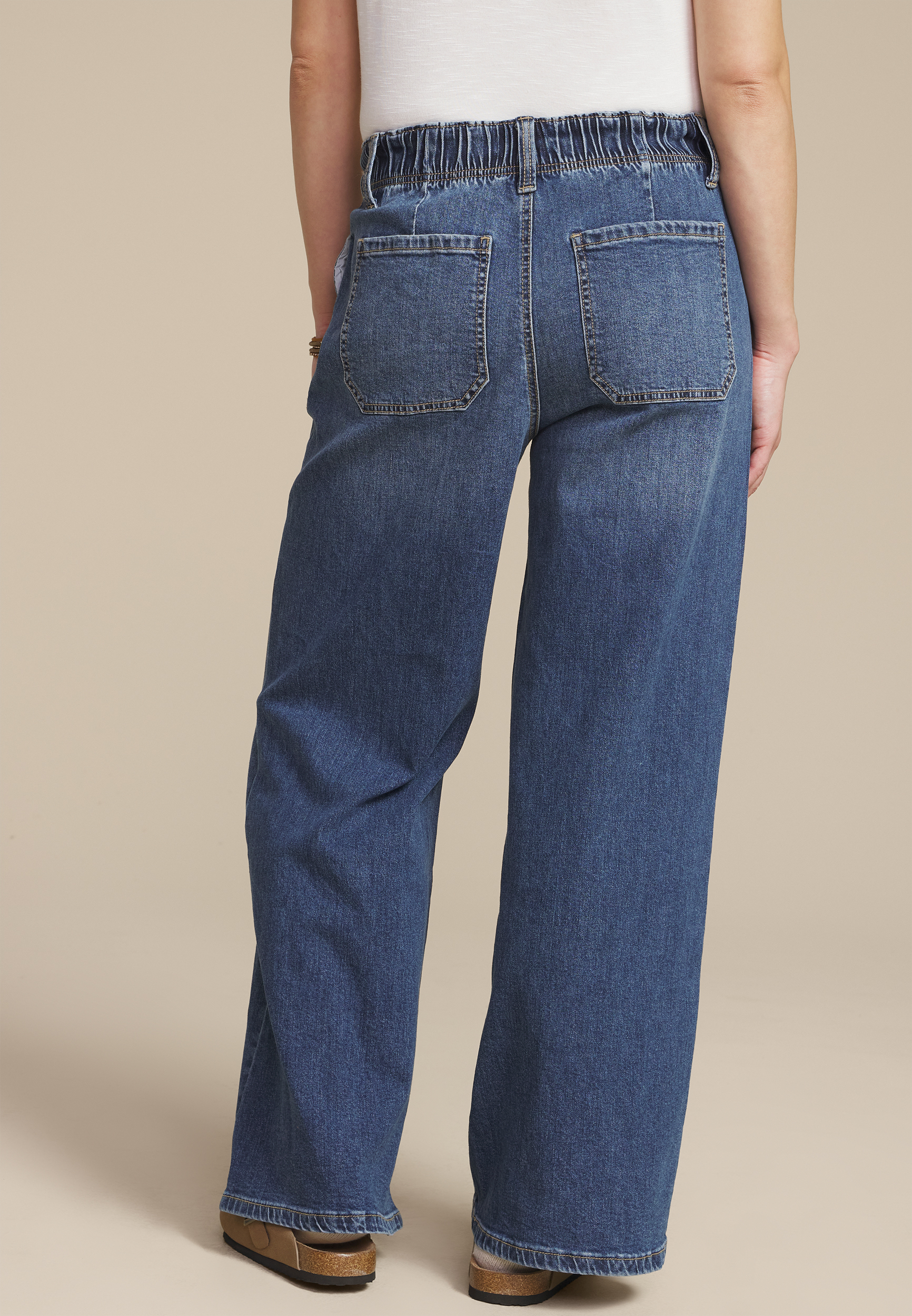 m jeans by maurices™ Dark Soft High Rise Pull On Wide Leg Jean