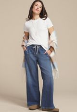 m jeans by maurices&trade; Dark Soft High Rise Pull On Wide Leg Jean, C258, small
