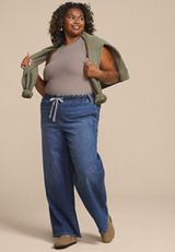 Plus Size m jeans by maurices&trade; Dark Soft High Rise Pull On Wide Leg Jean, DARK SANDBLAST, small