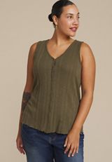 Plus Size Variegated Button Front Tank Top, C1374, small
