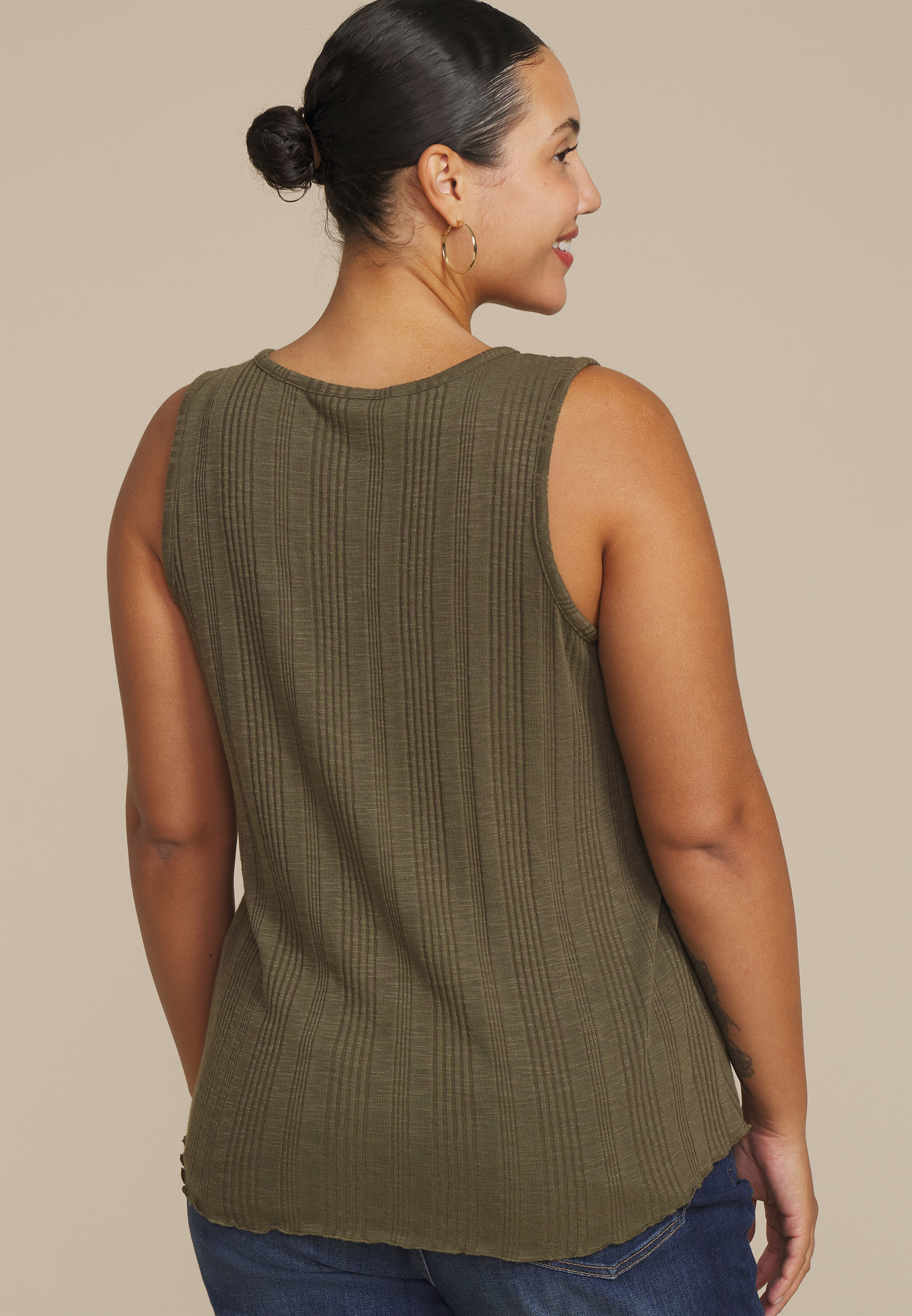Plus Size Variegated Button Front Tank Top, C1374, large