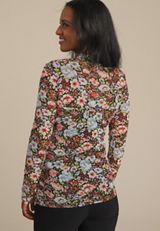 Floral Mesh Mock Neck Blouse, C1756, small