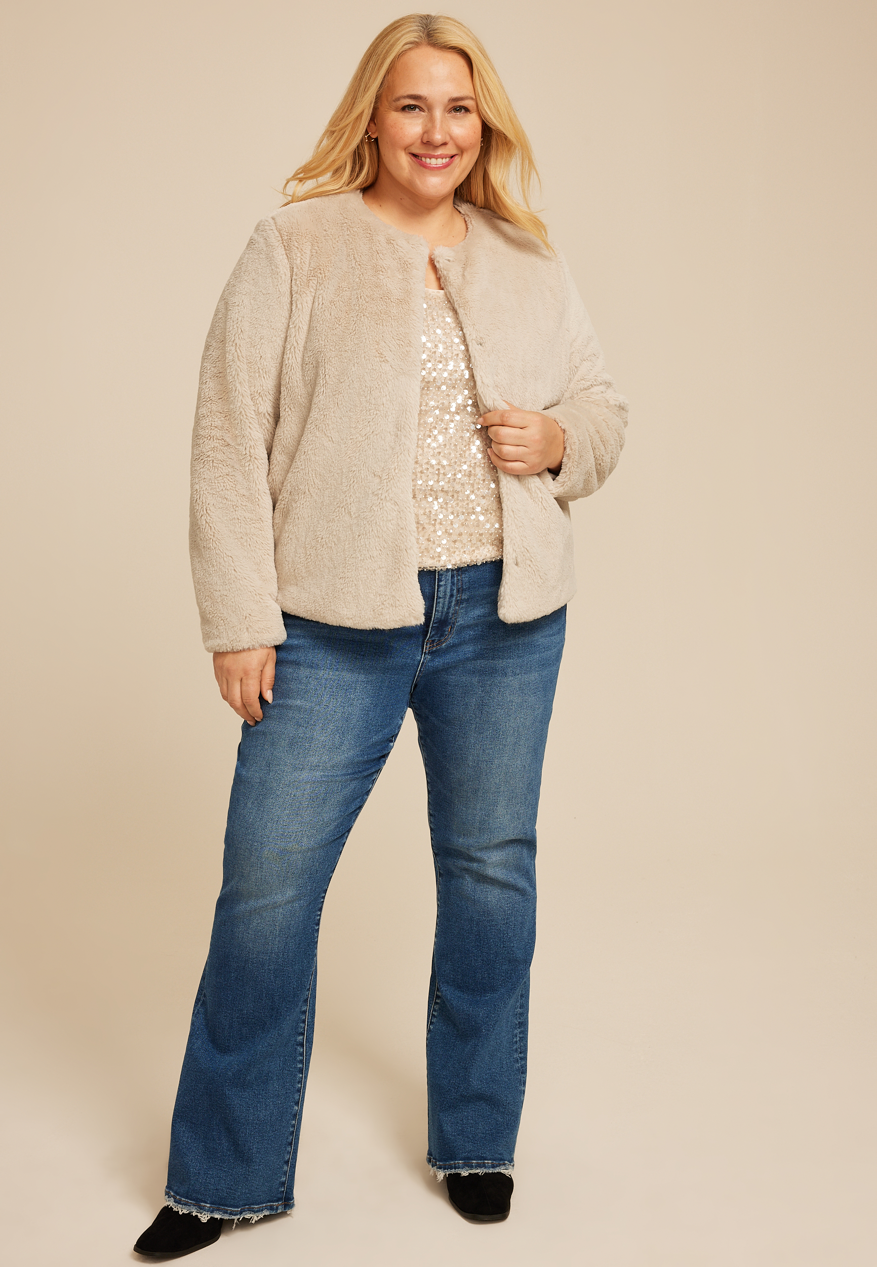 Plus Size Studio Y Faux Fur Jacket