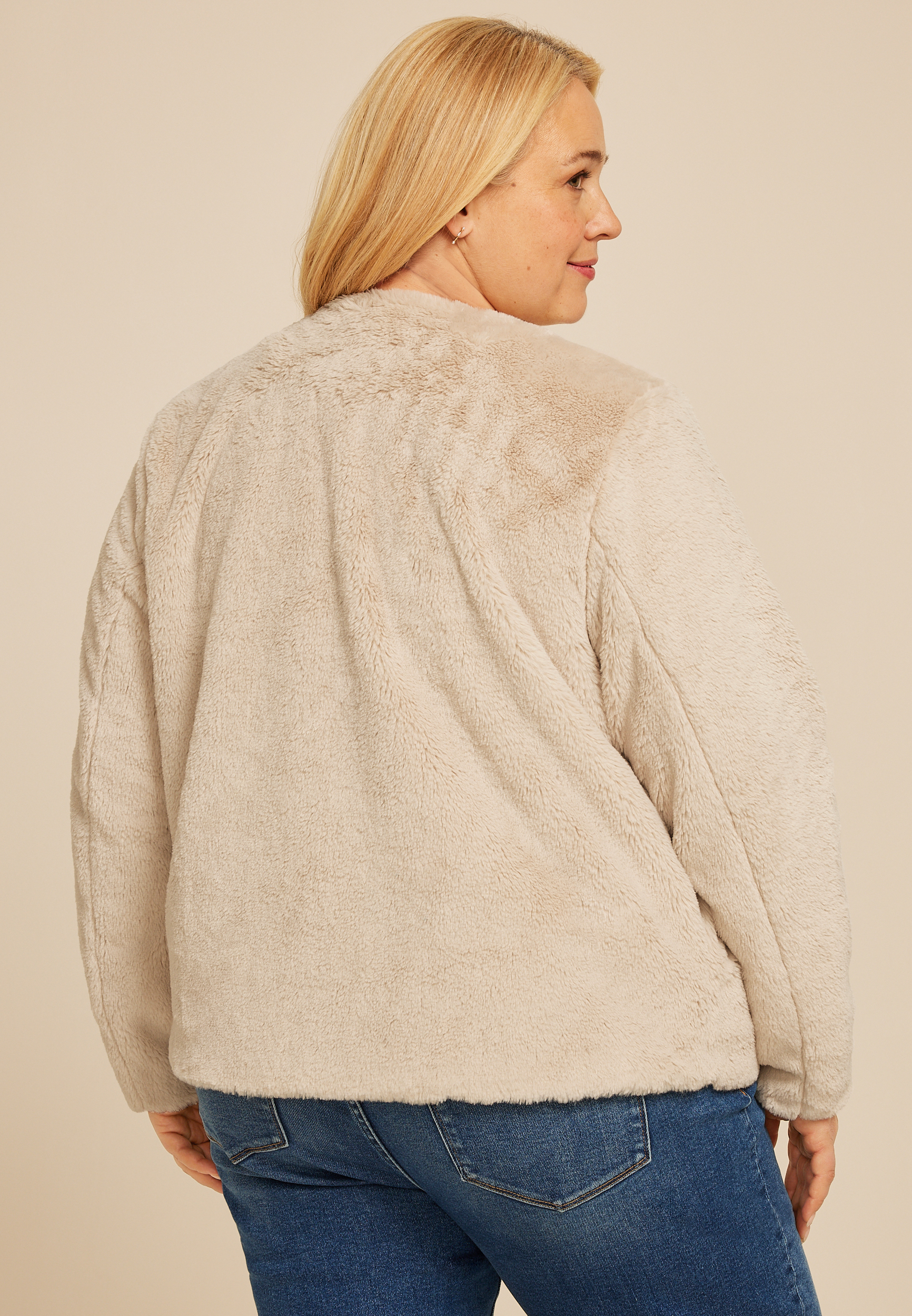 Plus Size Studio Y Faux Fur Jacket, CHAMPAGNE, large