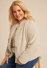 Plus Size Studio Y Faux Fur Jacket, CHAMPAGNE, small