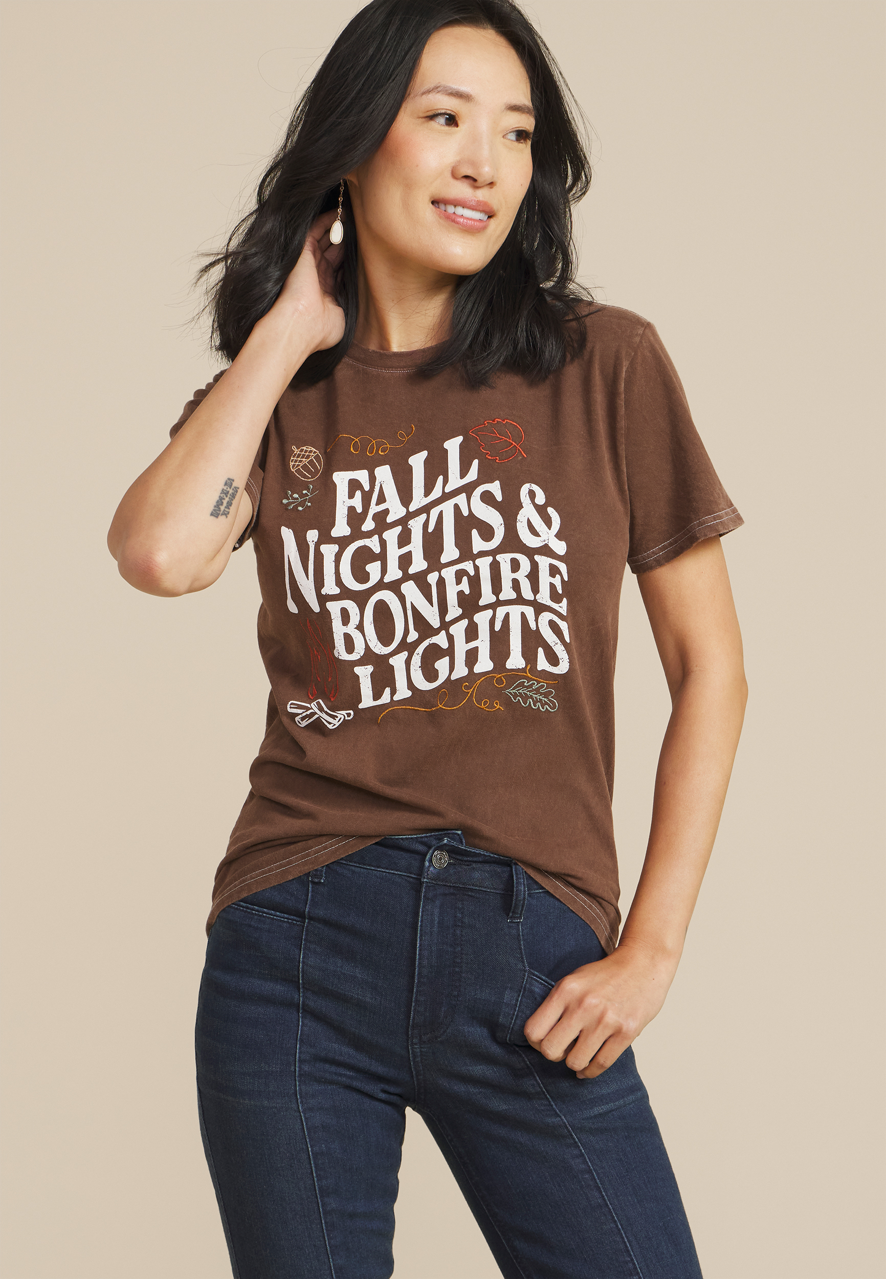 Fall Nights And Bonfire Lights Relaxed Graphic Tee