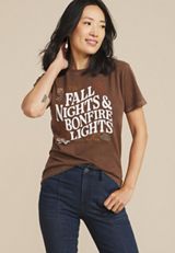 Fall Nights And  Bonfire Lights Relaxed Graphic Tee, , small