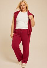 Plus Size Sparkle Scuba Knit Wide Leg Sweatpants, , small