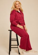 Plus Size Sparkle Scuba Knit Wide Leg Sweatpants, , small