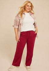 Plus Size Sparkle Scuba Knit Wide Leg Sweatpants, , small